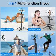 BT12 4 in 1 Double Big Ring Light Selfie Stick