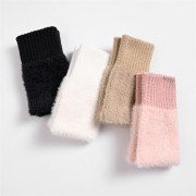 Faux Mink Fleece Half Finger Gloves Plush Knitted Fingerless Gloves Luxury Solid Color Wrist Mittens Winter Girls Women Warm Sarcasmsm